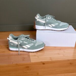 Reebok Women's Sage Green and White Sneakers